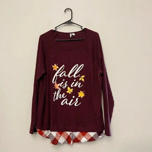 Cato brand ribbed knit top burgundy fall festive holiday XL teacher preppy